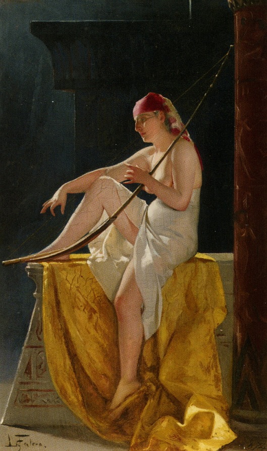 Egyptian Woman with Harp